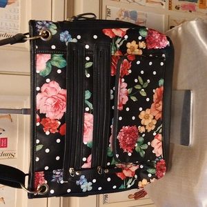 Gal black floral print shoulder bag